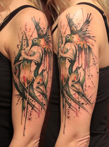 Tattoos - Calla Lily Humming Bird - 74176